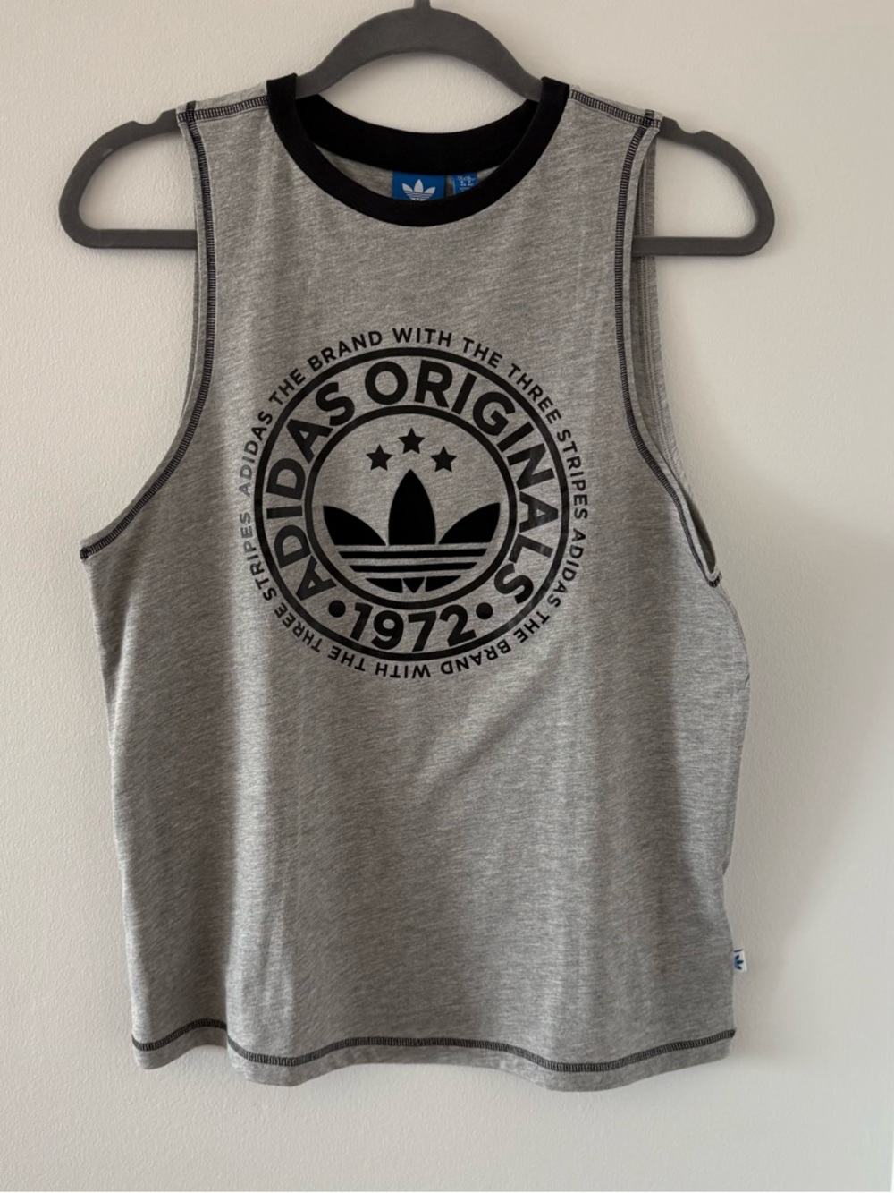 Adidas Originals 1972 Training Logo Tank Top In Gray & Black Size M NWOT
